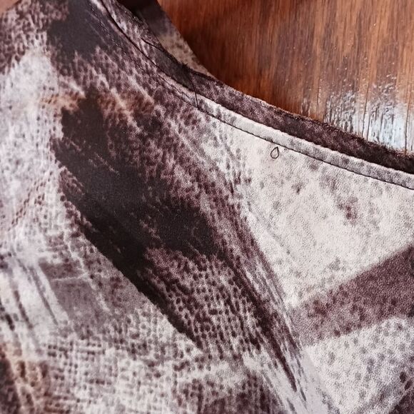 Simply Vera Wang Sleeveless Ruched Waist Brown Abstract Dress SMALL - Picture 4 of 8